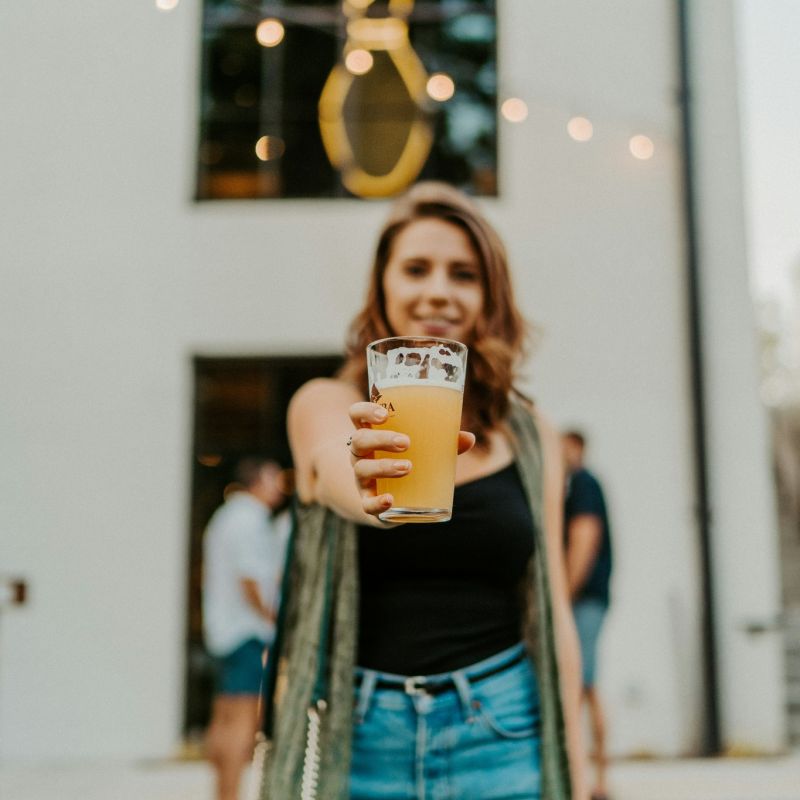 Young woman at a brewery in Charlotte NC