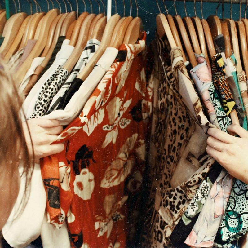 Woman shopping at a clothing boutique