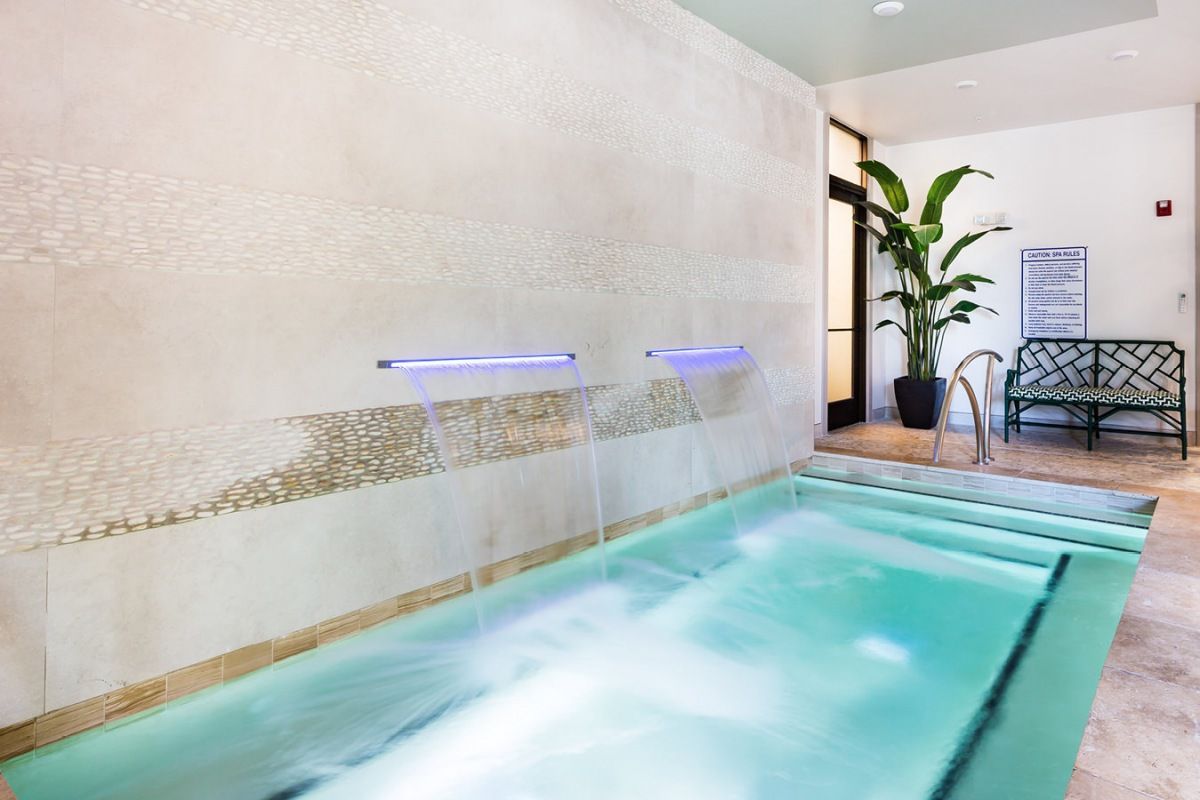 The Village at Commonwealth indoor jacuzzi with waterfall features